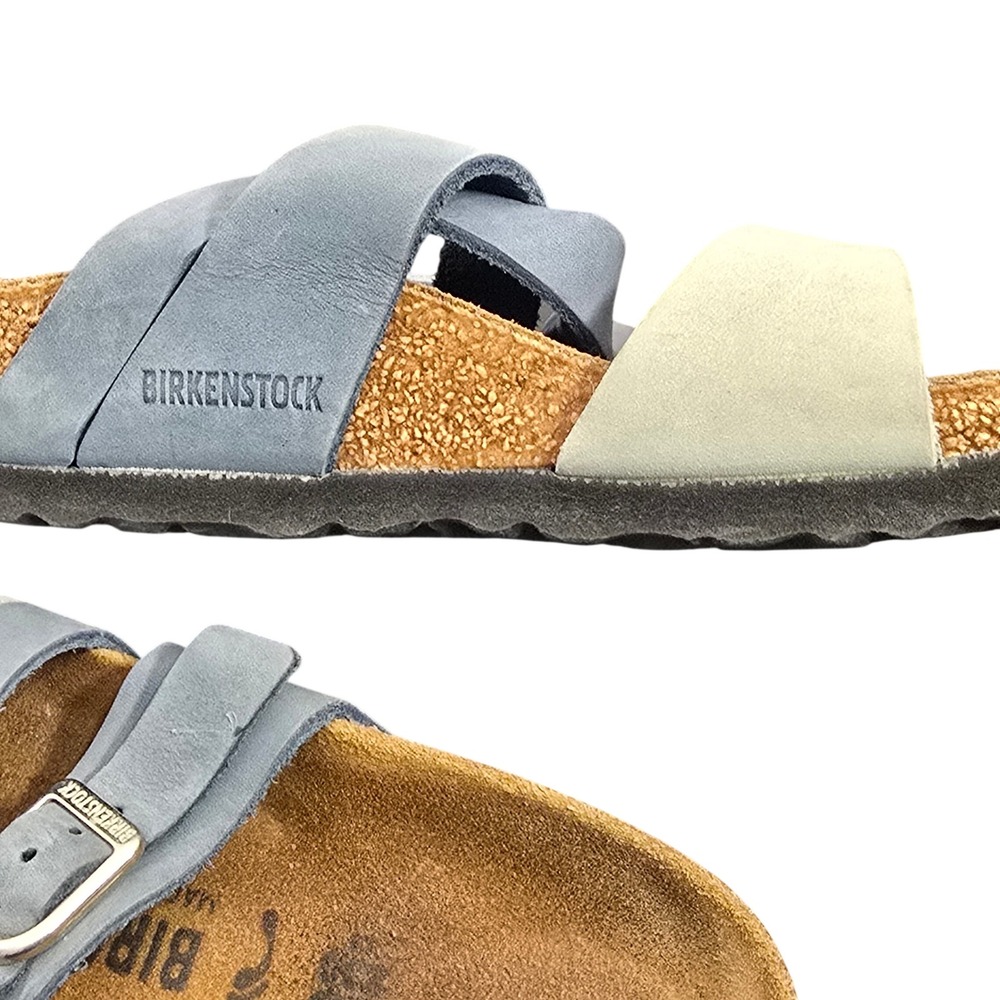 Birkenstock Franca Sandals Blue White Leather Buckle Slide Womens 36 EU 5 US - Picture 14 of 16